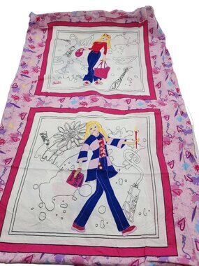 2002  Mattel Color me barbie pillow / quilt blocks 44 x 51 6 blocks